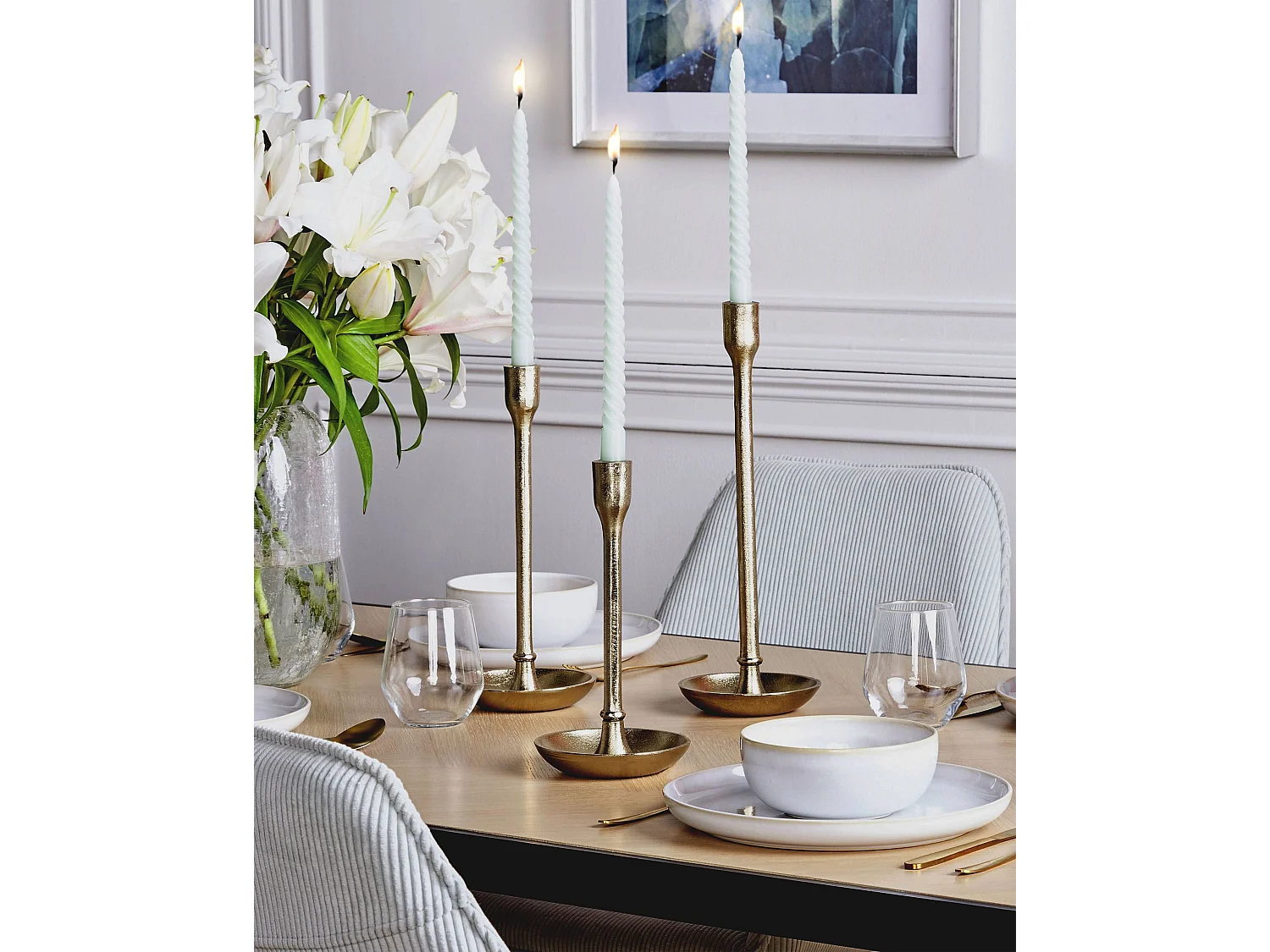 Conjunto de 3 castiçais LIWUNG Metal 27/33/38 cm Dourado