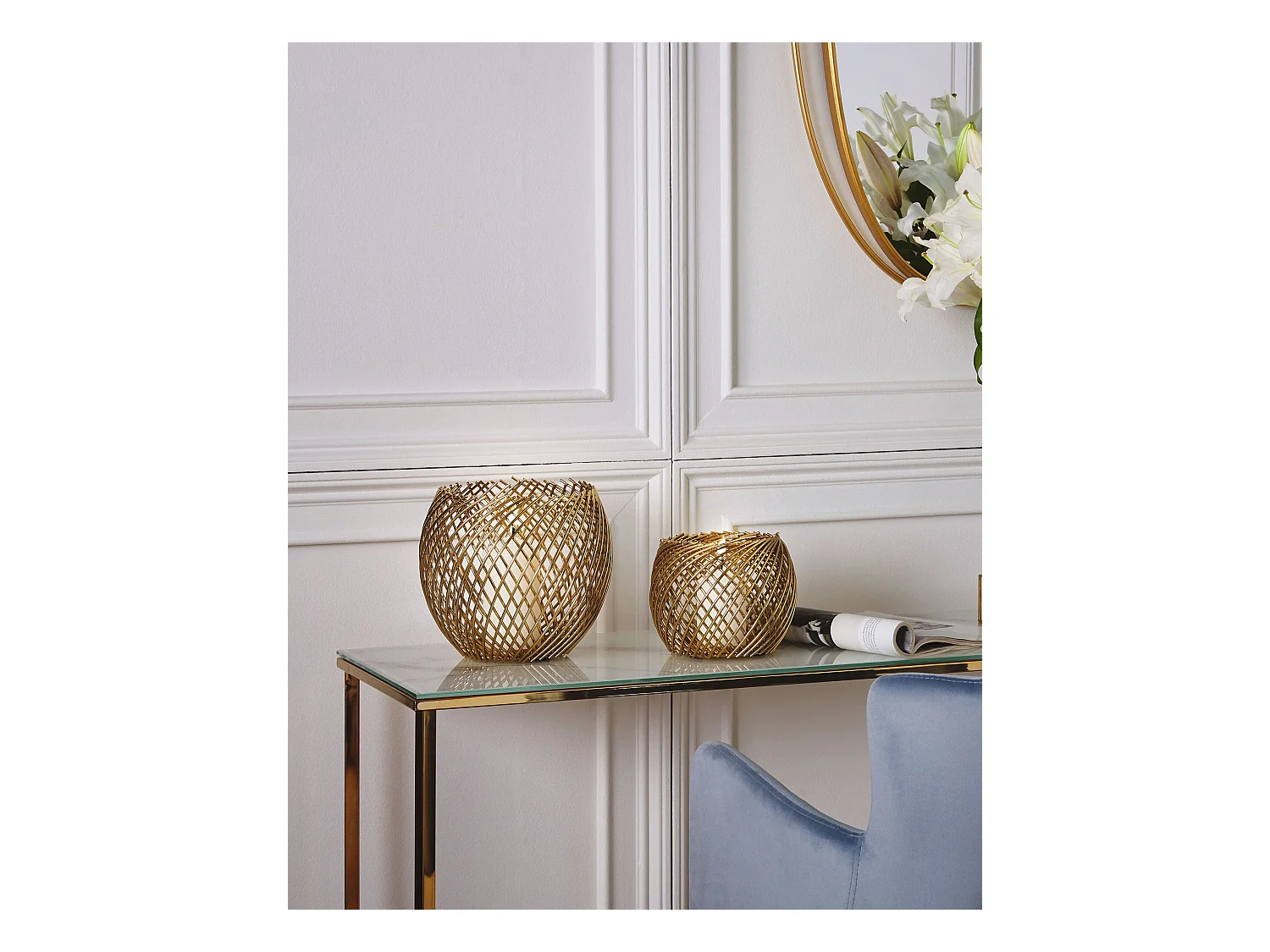 Lot de 2 bougeoirs TANDUY Métal 18/22 cm Doré