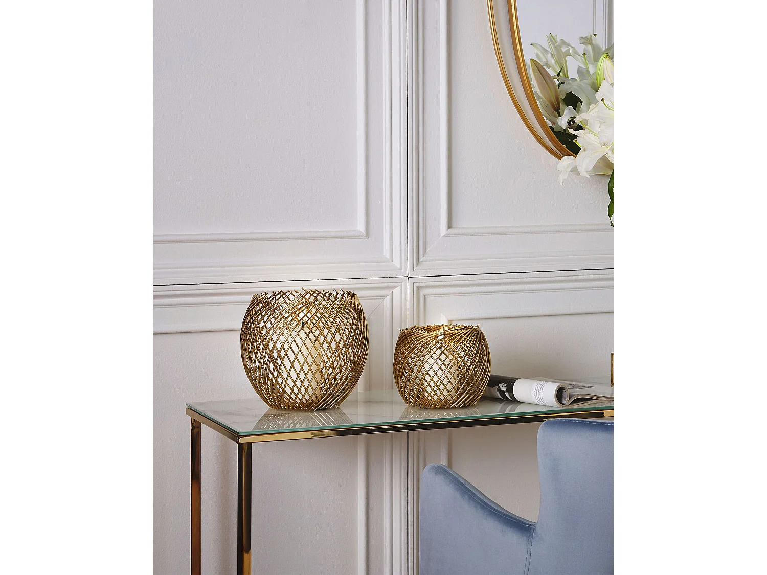 Lot de 2 bougeoirs TANDUY Métal 18/22 cm Doré