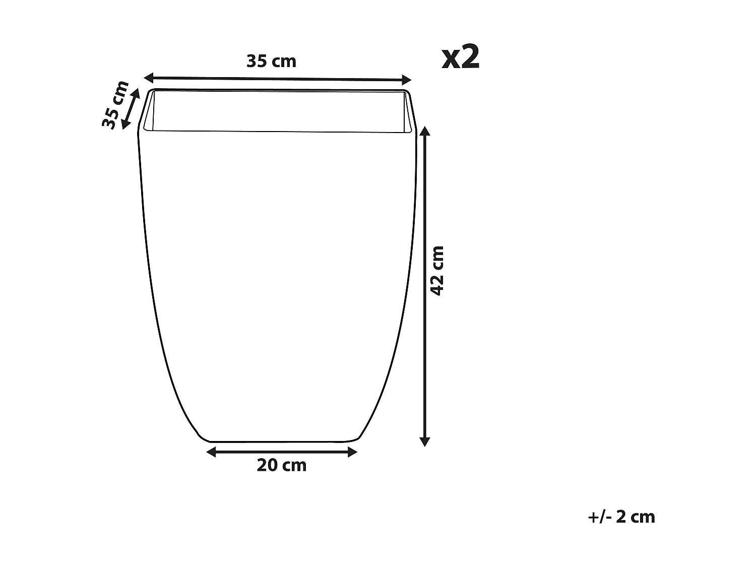 Set van 2 bloempotten MIRO Steen 35 cm Wit