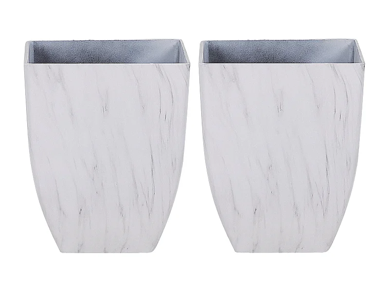 Lot de 2 pots de fleurs MIRO 35 cm Marbre blanc