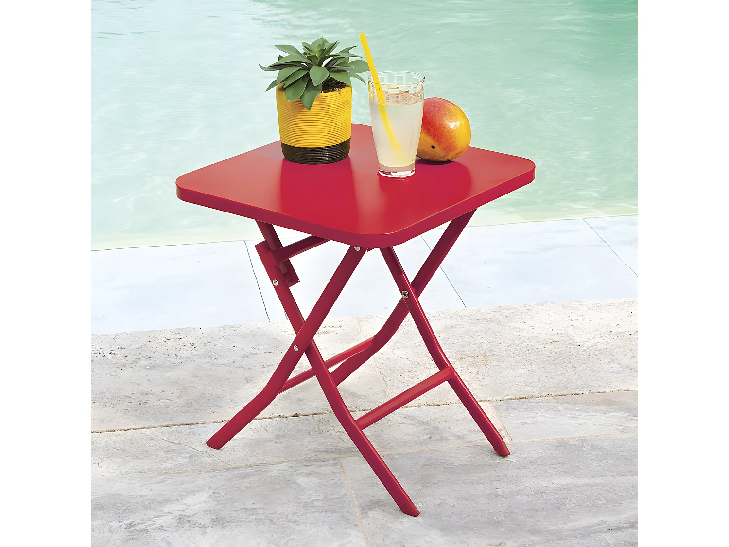 Table d'appoint pliante 40x40 Greensboro groseille Hespéride