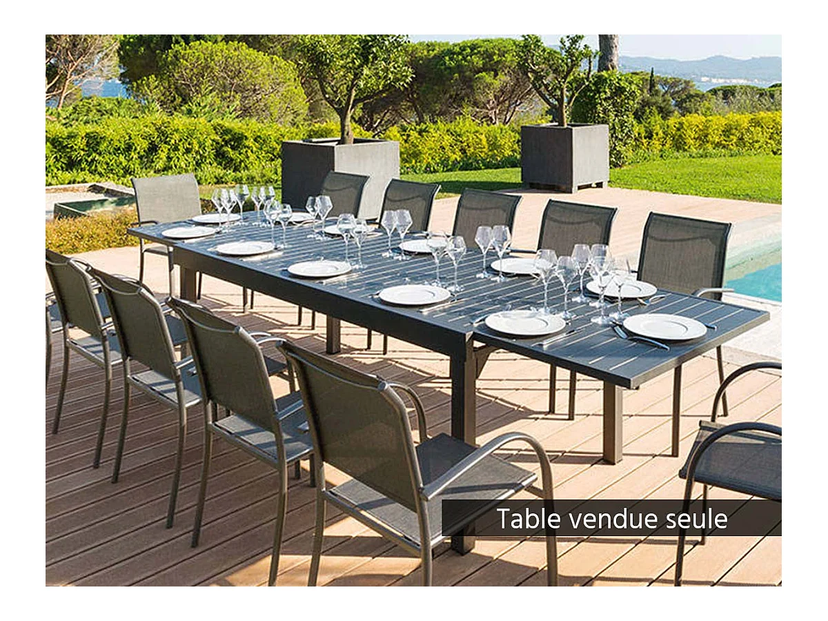 Table extensible rectangulaire alu Piazza 10/12 places Graphite - Hespéride