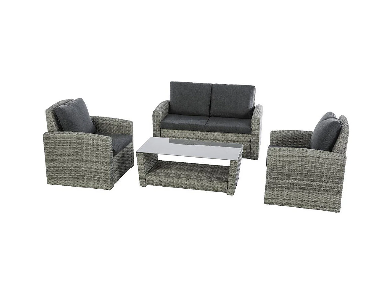 Salon de jardin en résine tressée Polynésia Havane - 4 places - Hespéride