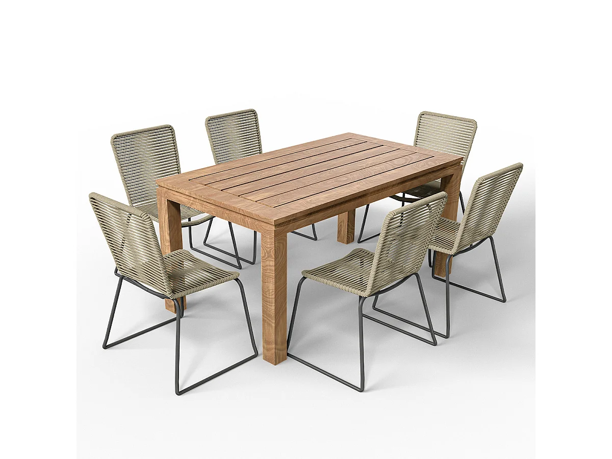 Ensemble Table de jardin Stella 160cm +  6 Chaises de jardin  Erin