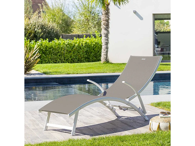 Transat Samba pliable noisette/blanc Hespéride