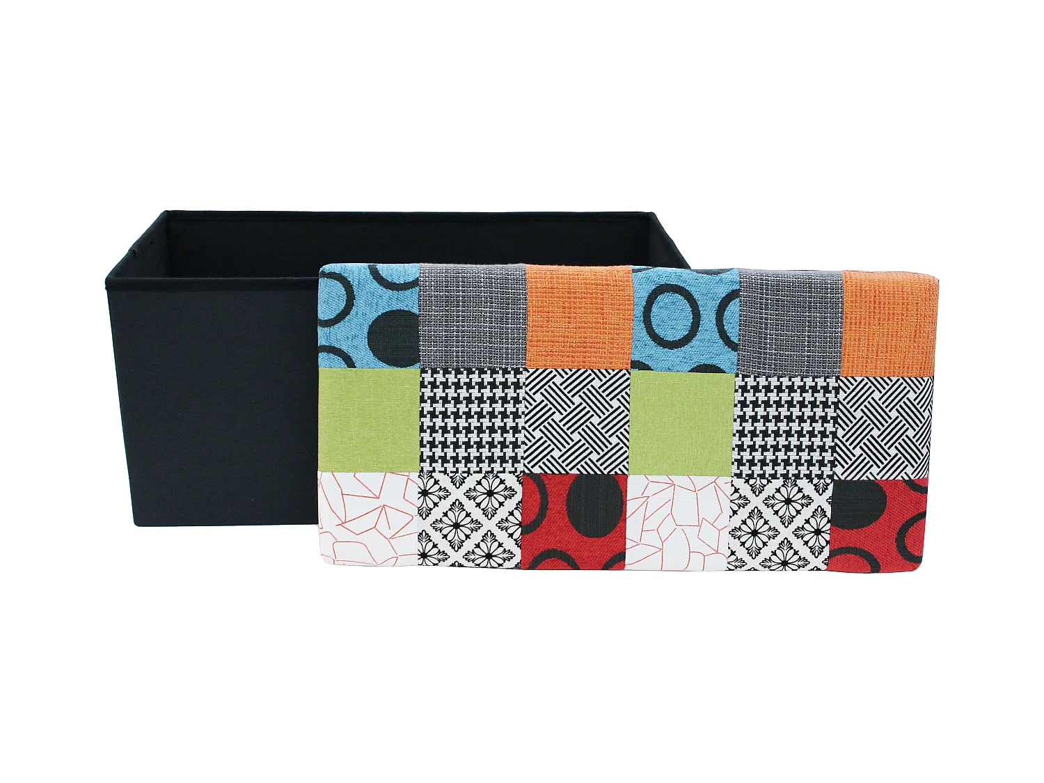 Coffre Banc Pliable Patchwork Multicolore