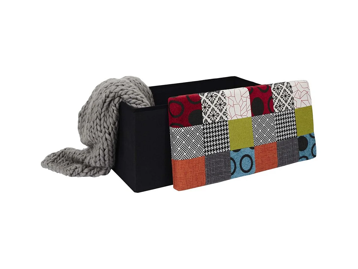 Coffre Banc Pliable Patchwork Multicolore