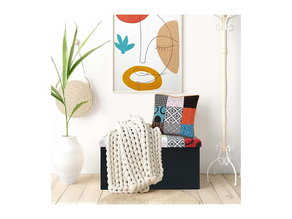 Coffre Banc Pliable Patchwork Multicolore