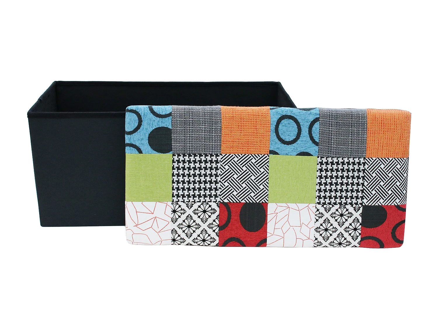 Coffre Banc Pliable Patchwork Multicolore