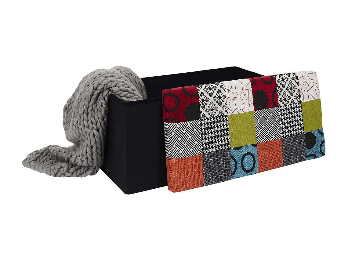 Coffre Banc Pliable Patchwork Multicolore