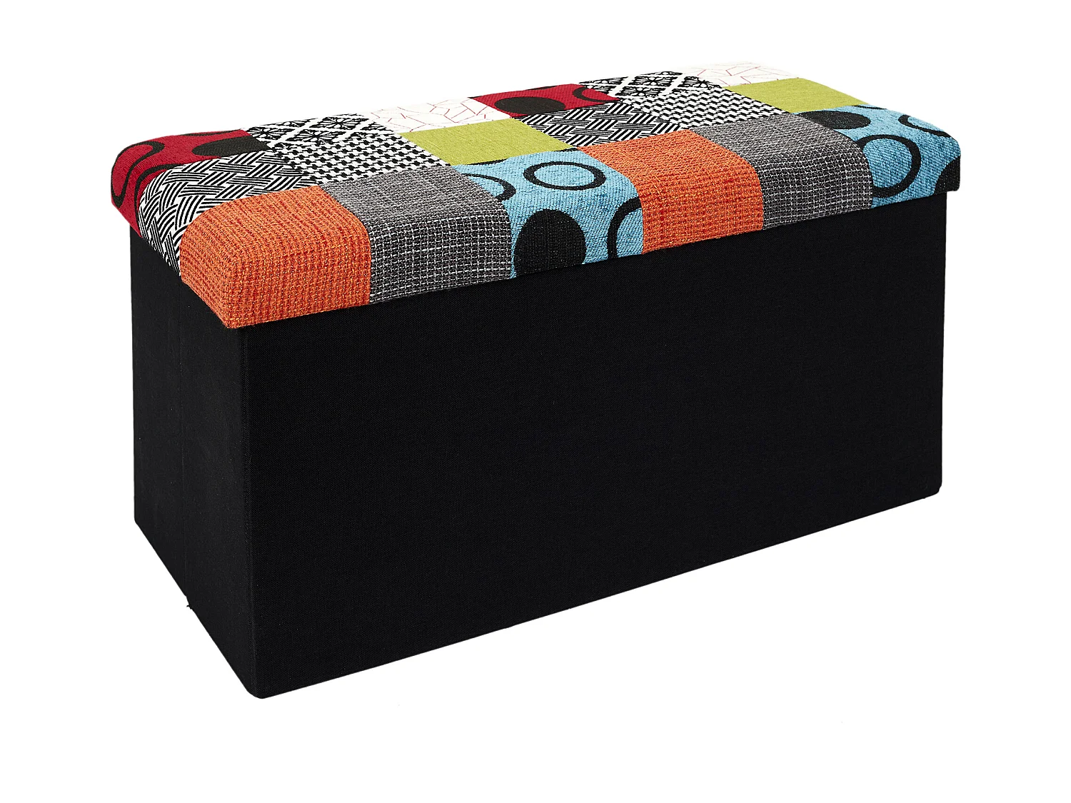 Coffre Banc Pliable Patchwork Multicolore