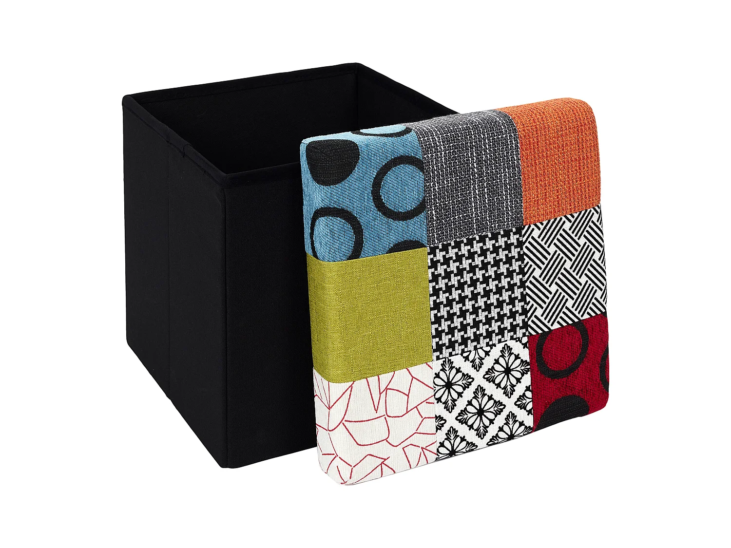 Coffre Pouf Pliable Patchwork Multicolore