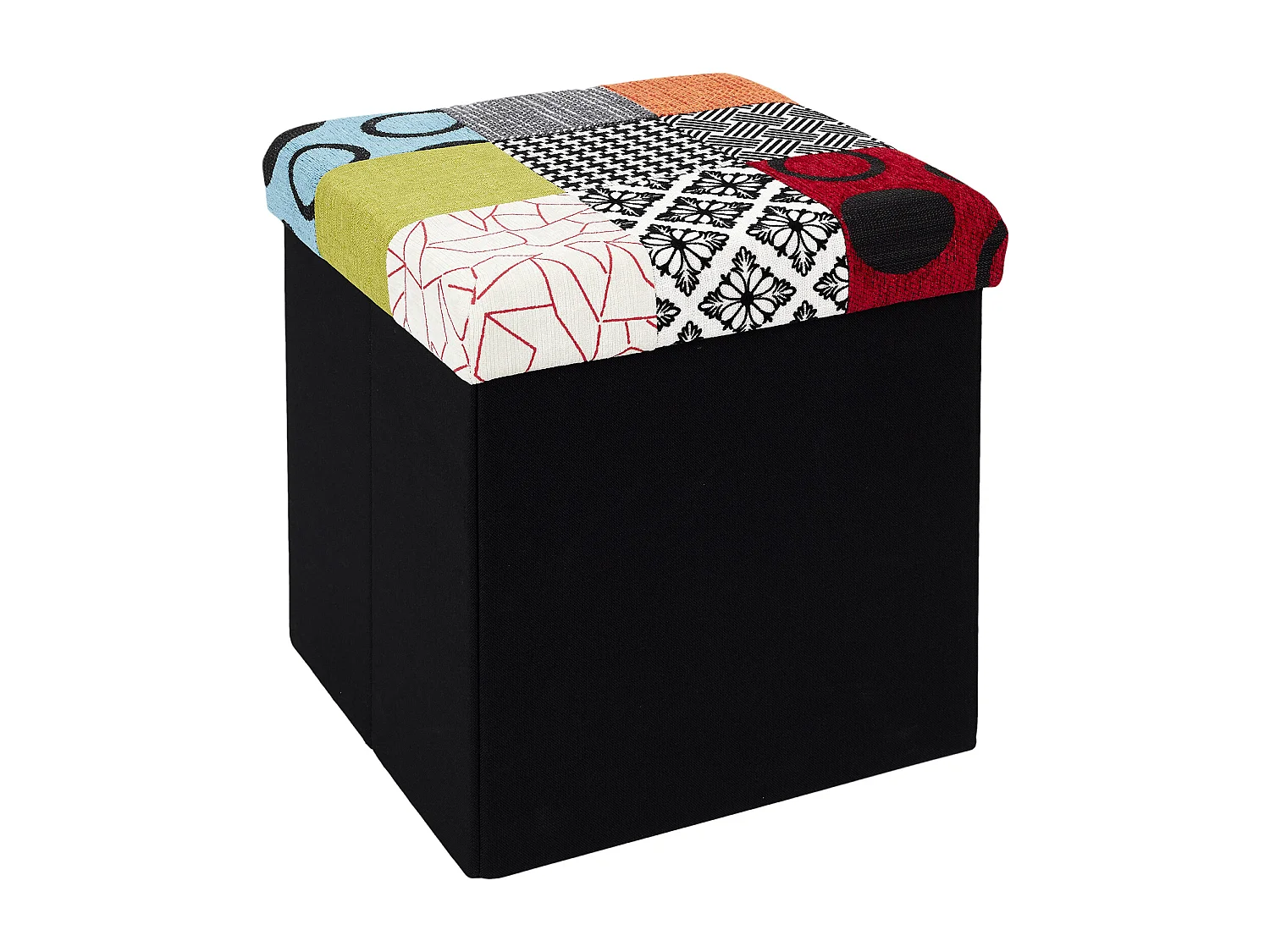 Coffre Pouf Pliable Patchwork Multicolore
