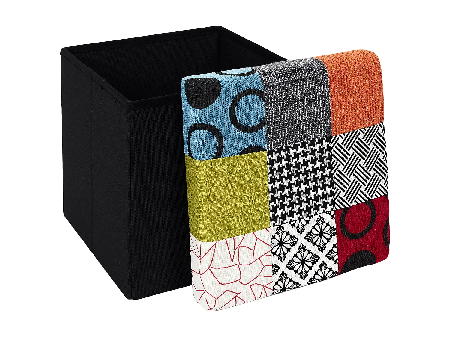Coffre Pouf Pliable Patchwork Multicolore