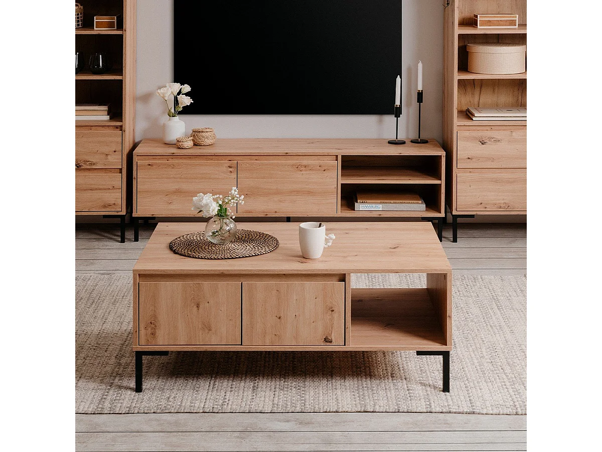 Couchtisch mit 2 Türen und 1 Nische L100 cm - Plock