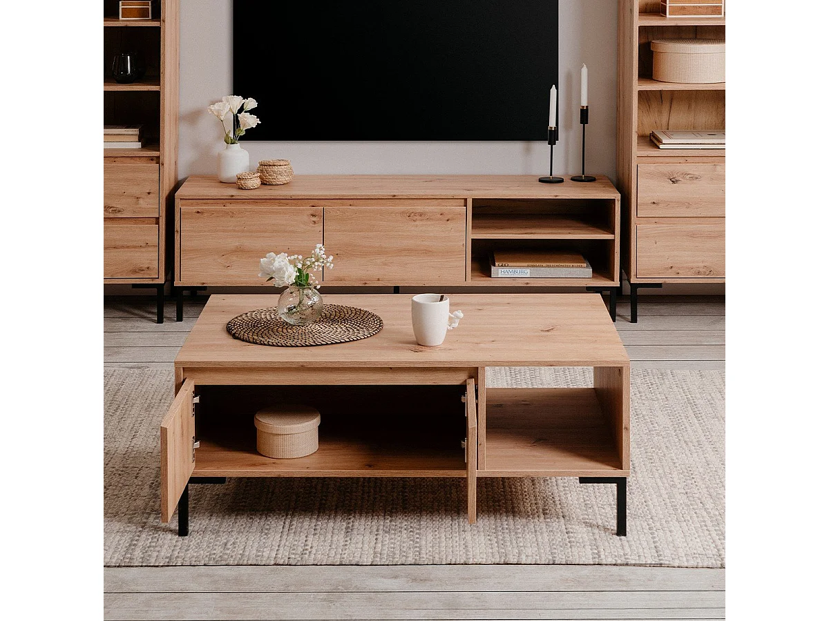 Couchtisch mit 2 Türen und 1 Nische L100 cm - Plock