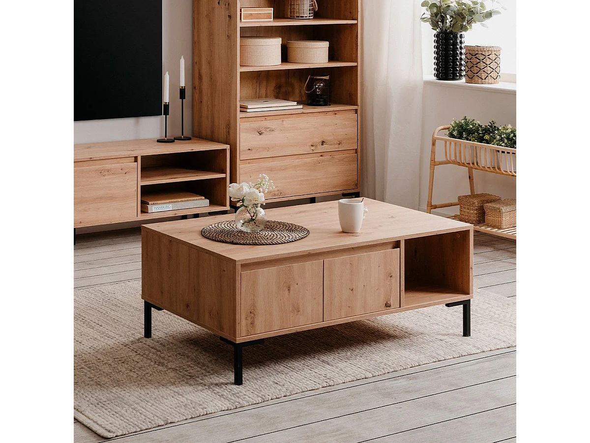 Couchtisch mit 2 Türen und 1 Nische L100 cm - Plock