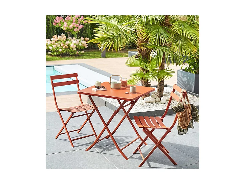 Table carrée pliante Greensboro 2p ambre Hespéride