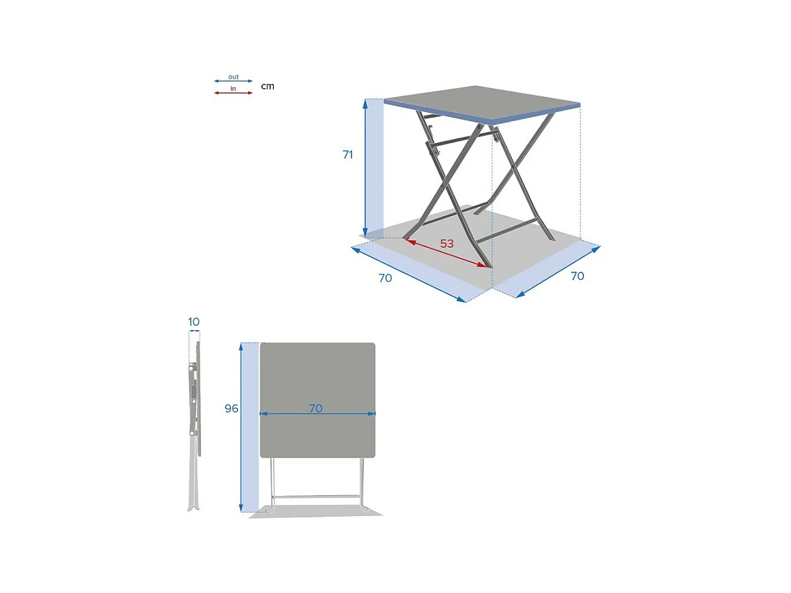 Table carrée pliante Greensboro 2p ambre Hespéride
