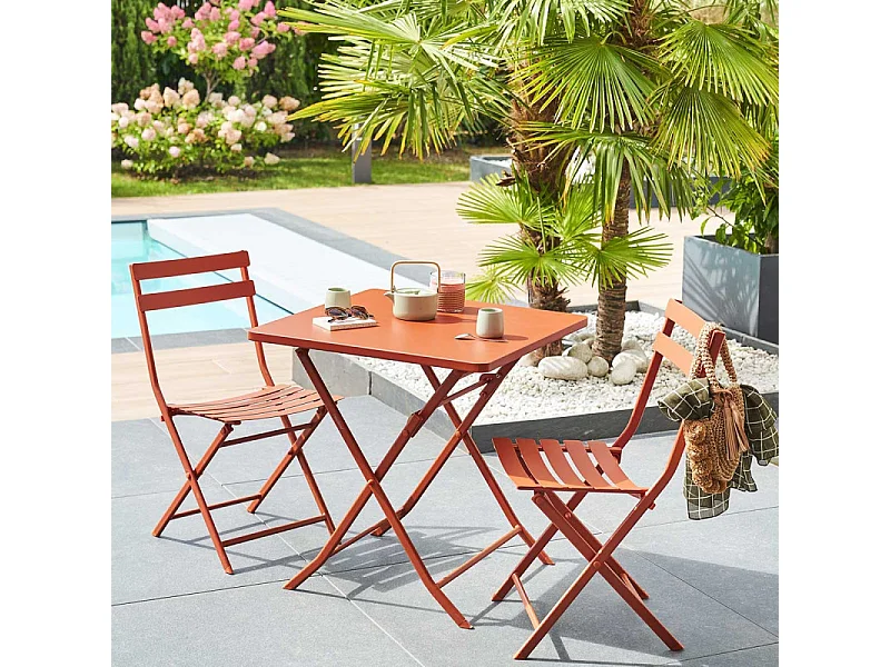 Table carrée pliante Greensboro 2p ambre Hespéride