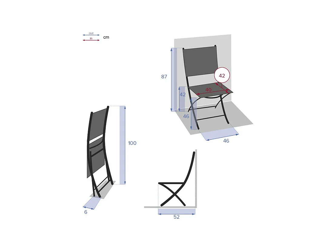Chaise pliante Modula lin/blanc Hespéride