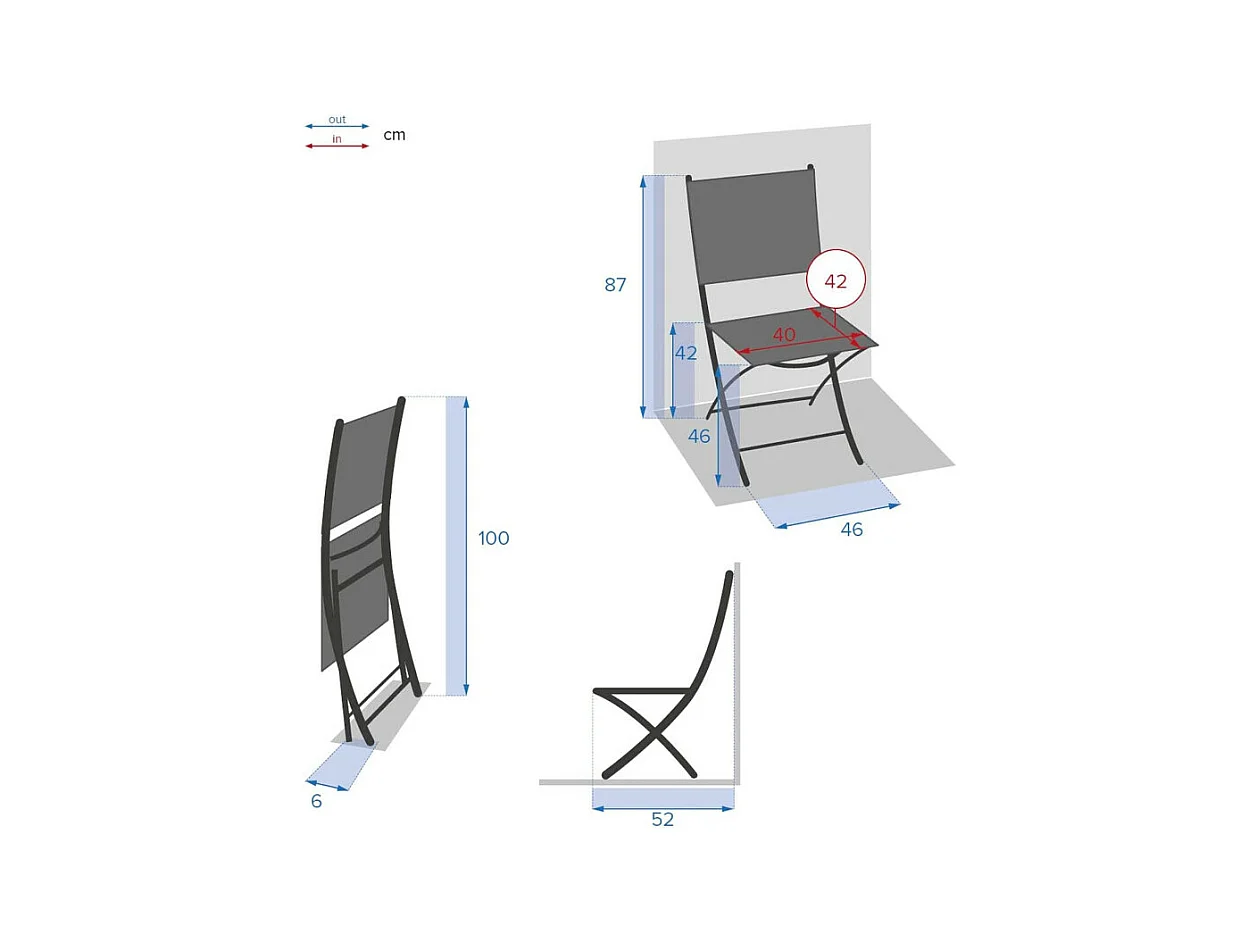 Chaise pliante Modula lin/blanc Hespéride
