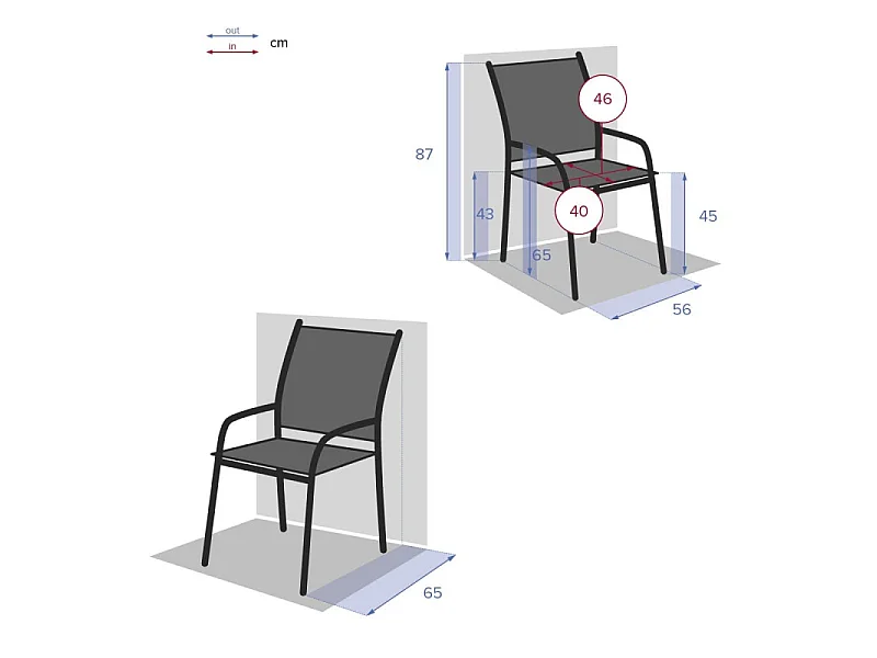 Fauteuil empilable Piazza Hespéride lin/blanc