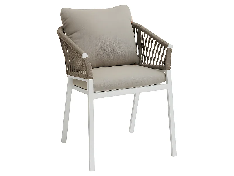 Fauteuil Oriengo mailles taupe/blanc Hespéride