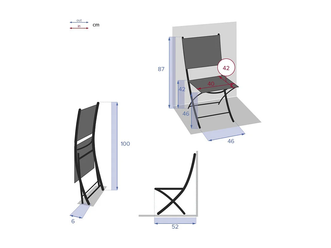 Chaise pliante Modula jade/graphite Hespéride
