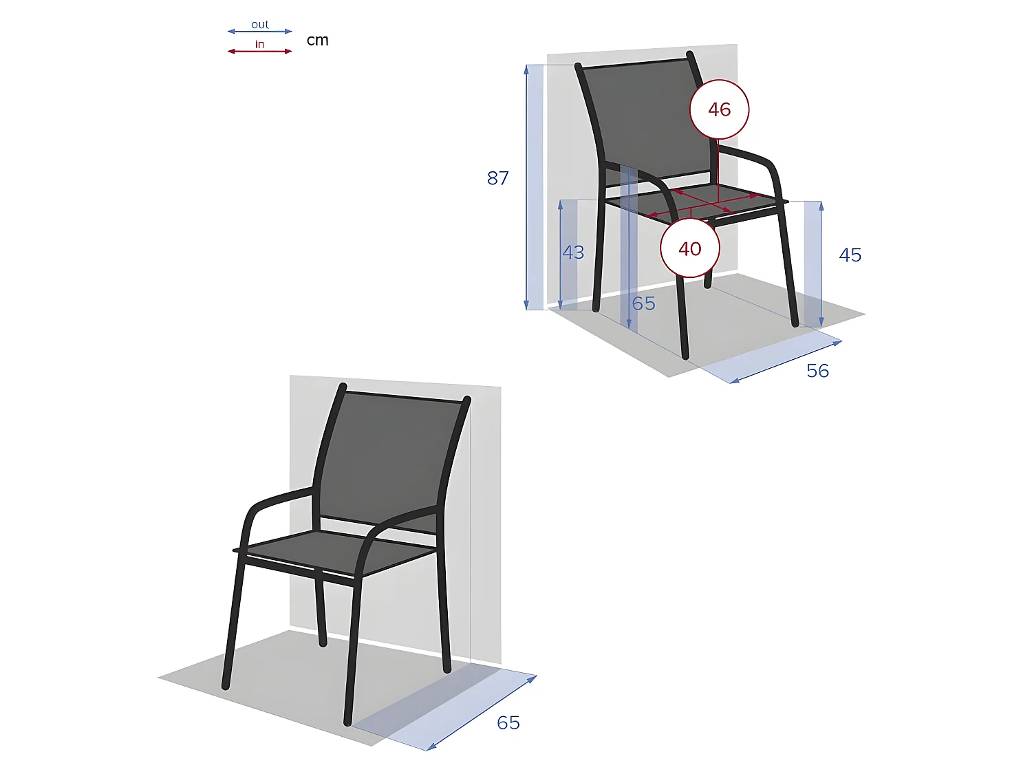Fauteuil empilable Piazza Hespéride gris galet/blanc