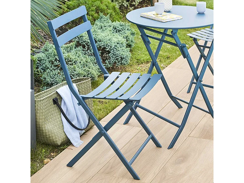 Chaise métal pliante Greensboro bleu pétrole Hespéride