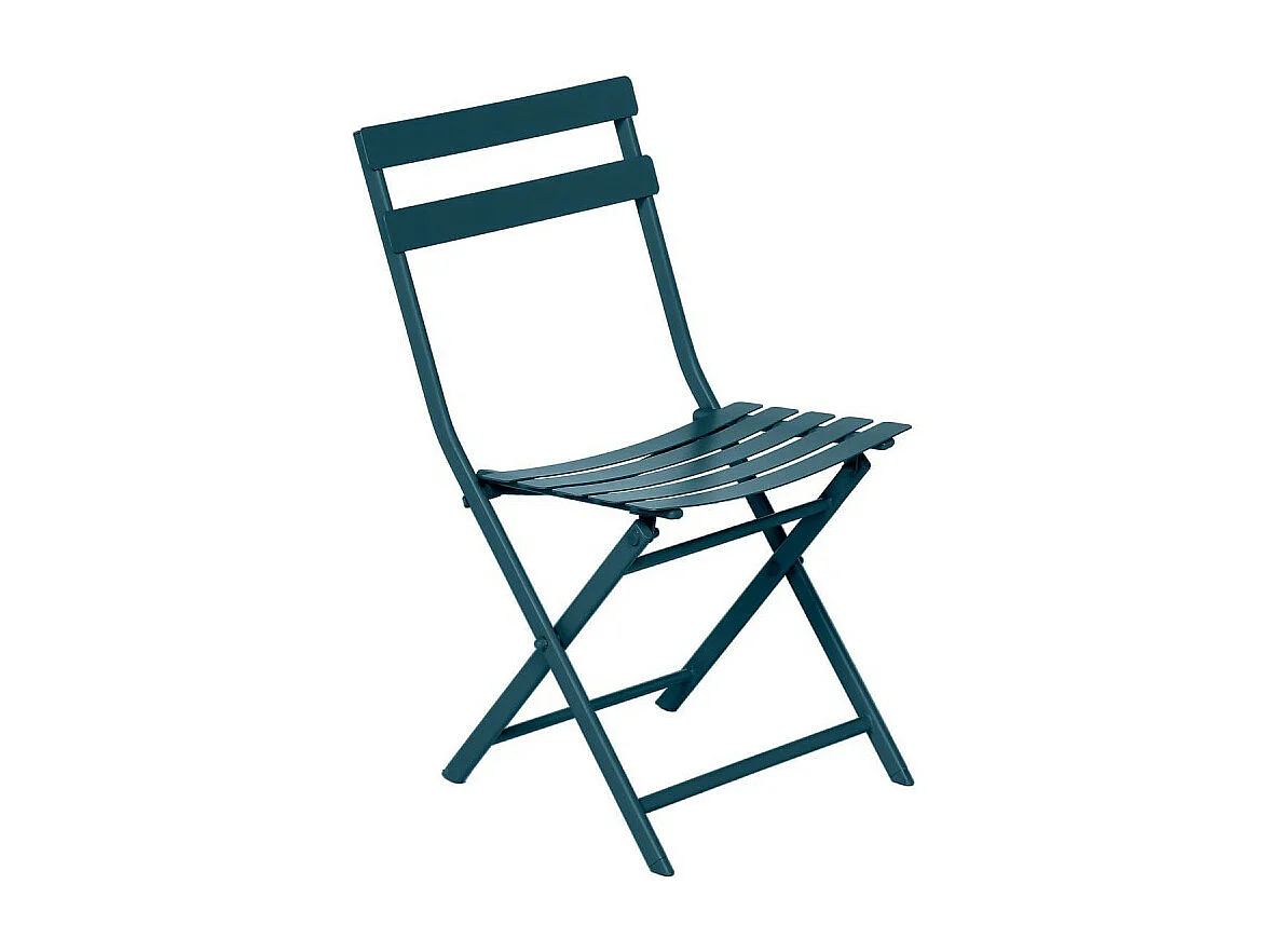 Chaise métal pliante Greensboro bleu pétrole Hespéride