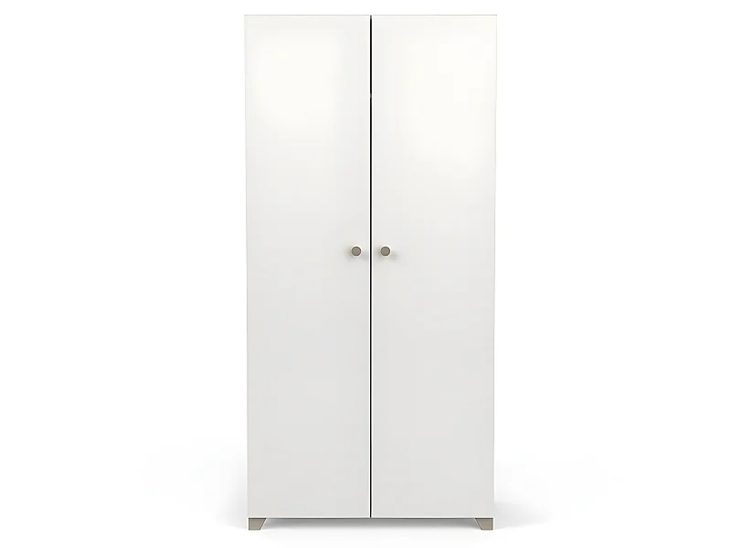 Armoire 2 portes penderie + lingère Izzy blanc et bois