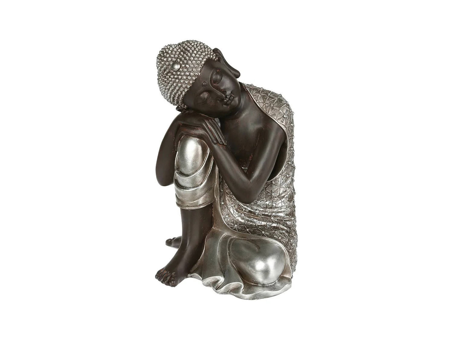 Statue Déco "Bouddha" 35cm Naturel & Argent