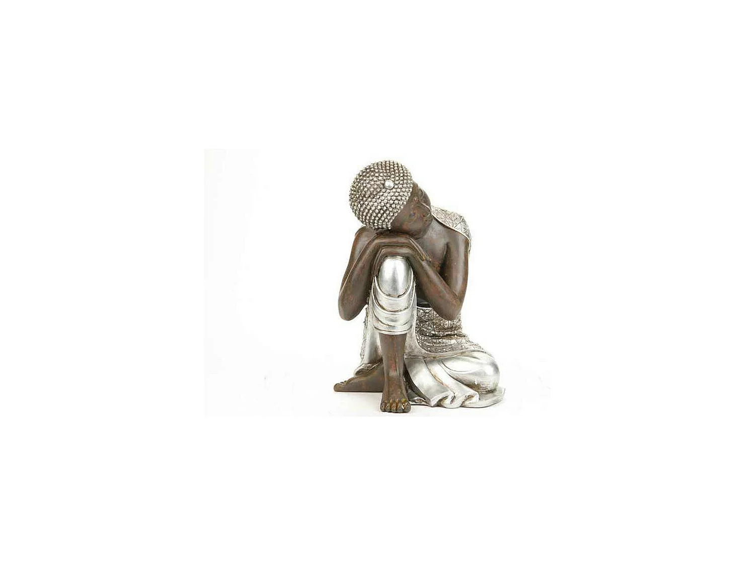 Statue Déco "Bouddha" 35cm Naturel & Argent