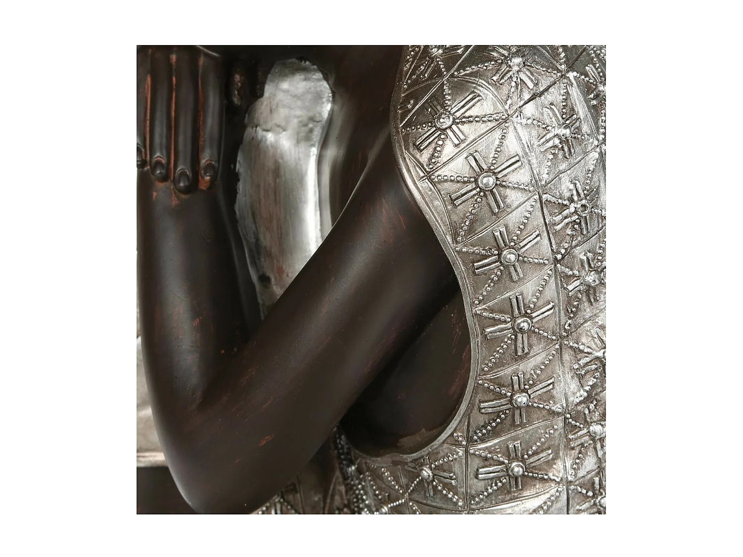 Statue Déco "Bouddha" 35cm Naturel & Argent