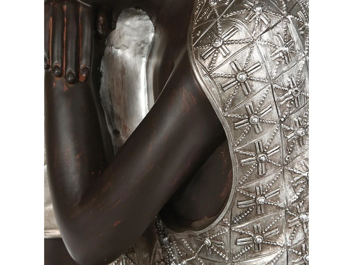 Statue Déco "Bouddha" 35cm Naturel & Argent