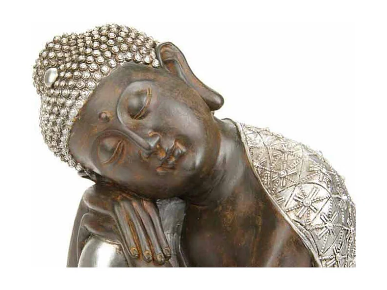 Statue Déco "Bouddha" 35cm Naturel & Argent
