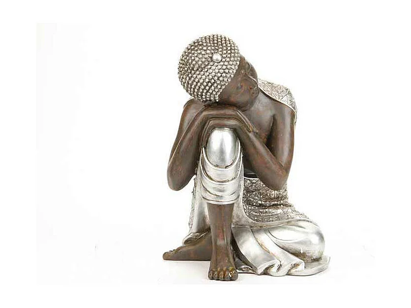 Statue Déco "Bouddha" 35cm Naturel & Argent