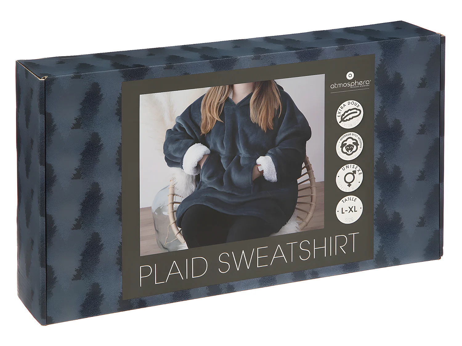 Plaid Sweat Manche "Flan" 85x118cm Bleu Egéen