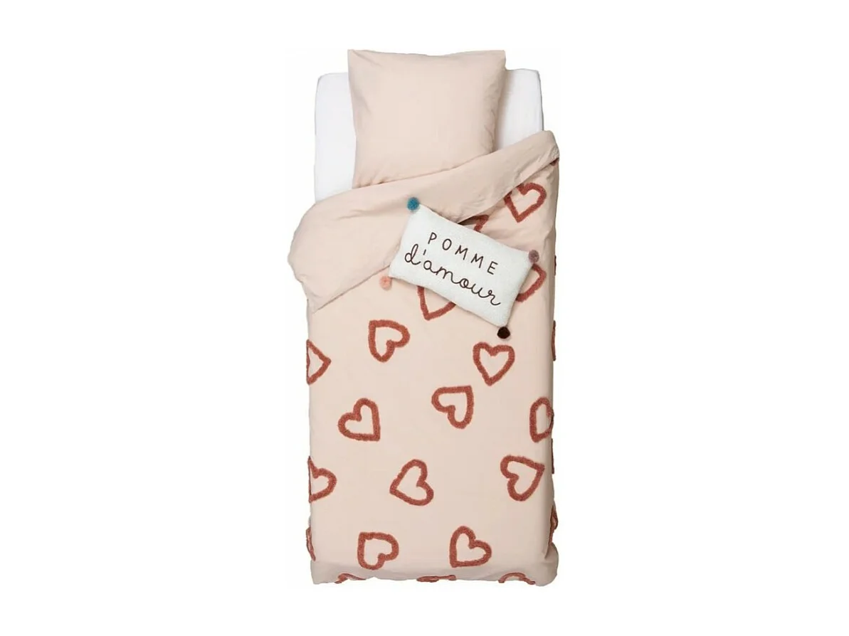 Capa de edredão algodão rosa 90x190cm