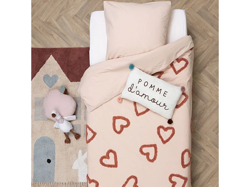 Funda nórdica algodón rosa 90x190cm