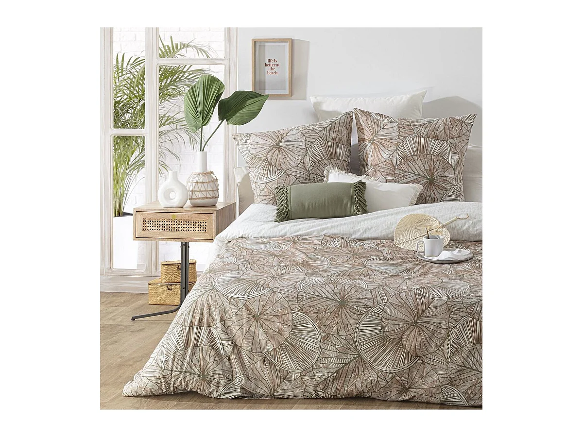 Parure de lit 2 Personnes 240 x 220 cm Housse de couette avec 2 taies Imprimé Uleana