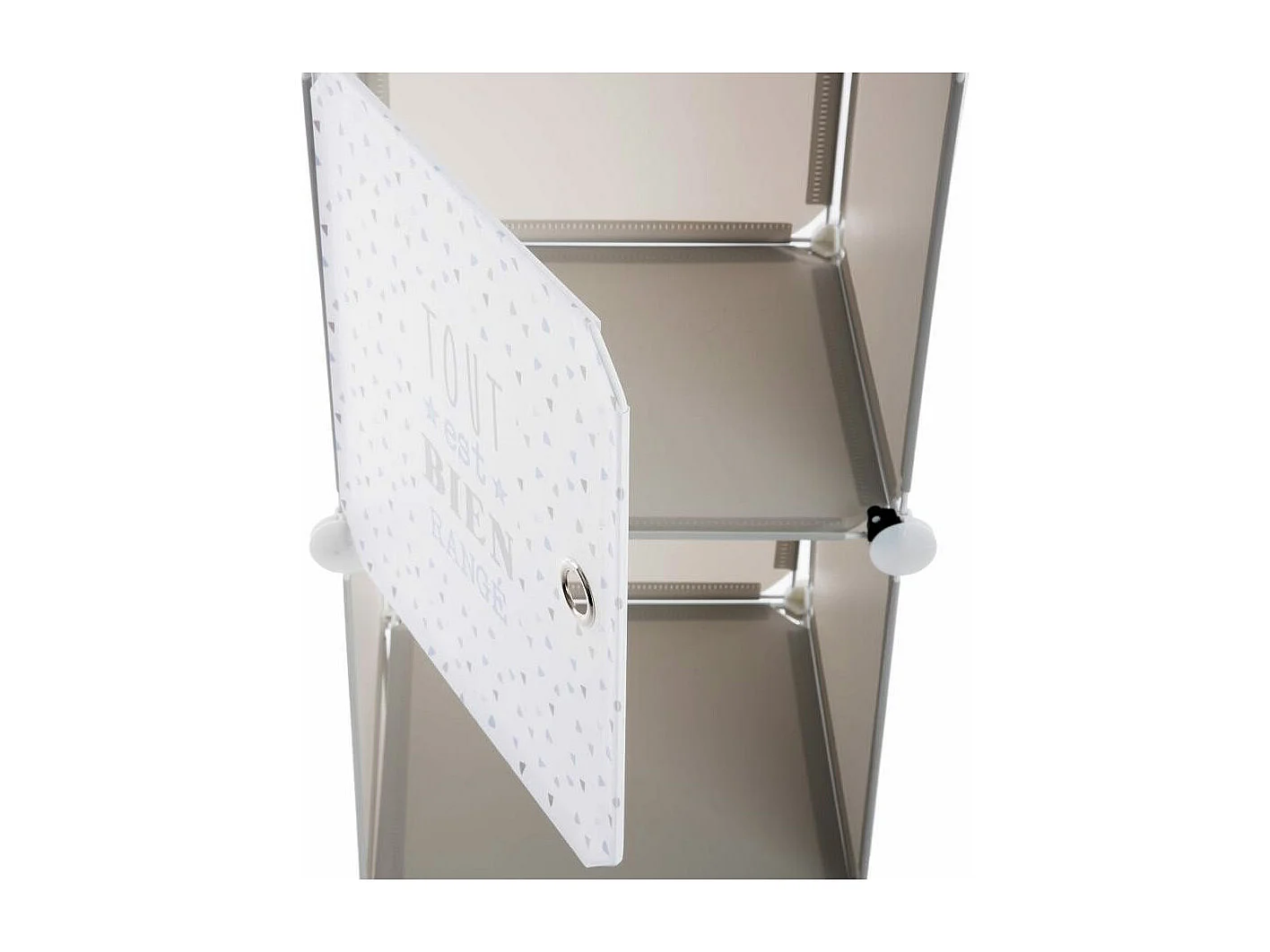 Colonne de Rangement "Château" 140cm Gris & Bleu