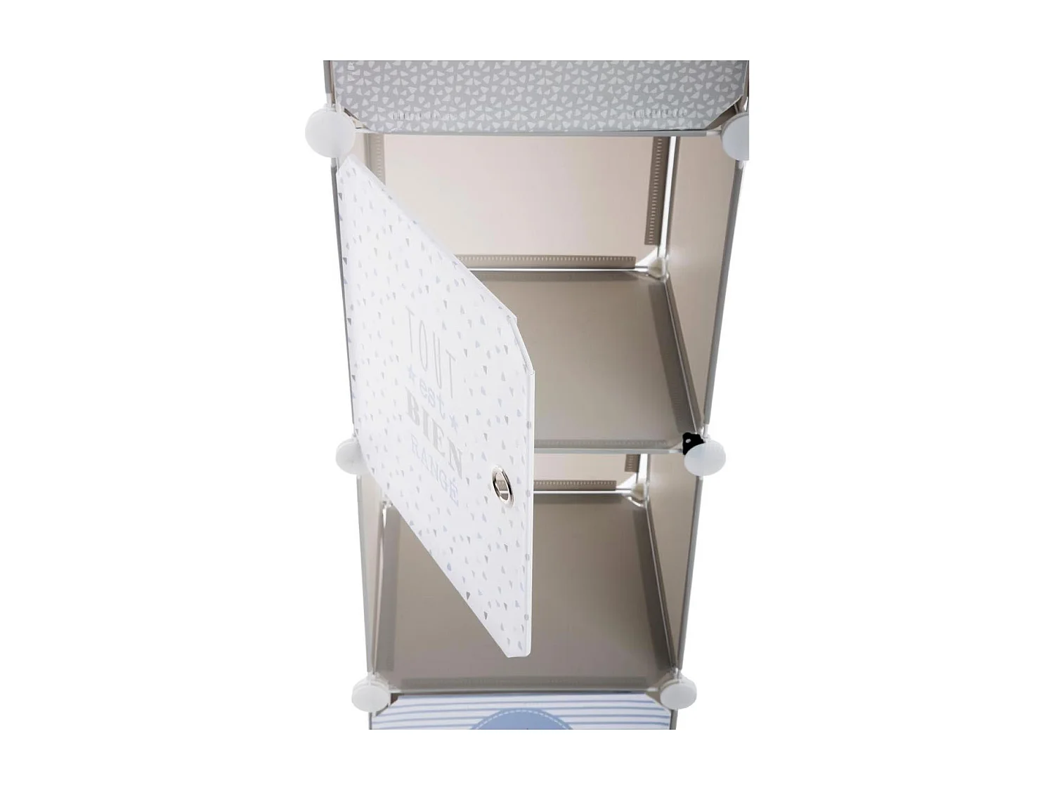 Colonne de Rangement "Château" 140cm Gris & Bleu