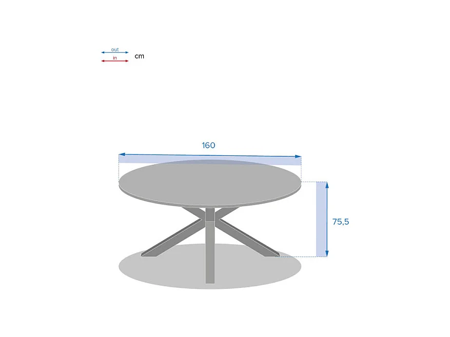 Table extérieure ronde 8 personnes graphite Oriengo Hespéride