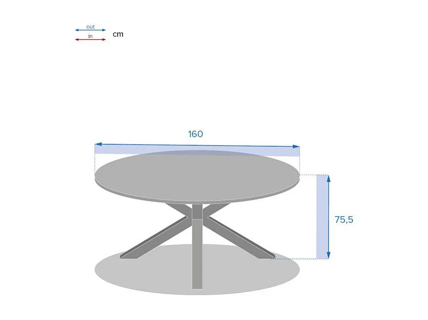 Table extérieure ronde 8 personnes graphite Oriengo Hespéride