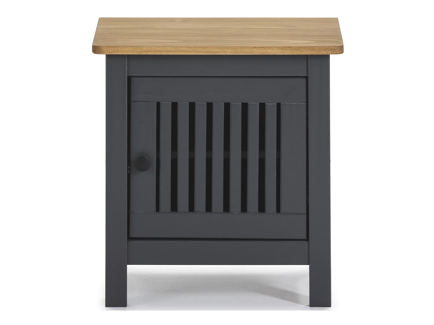 Table de chevet, table de nuit en bois de pin massif décor ciré gris anthracite - Longueur 46 x Profondeur 35 x Hauteur 49.5 cm
