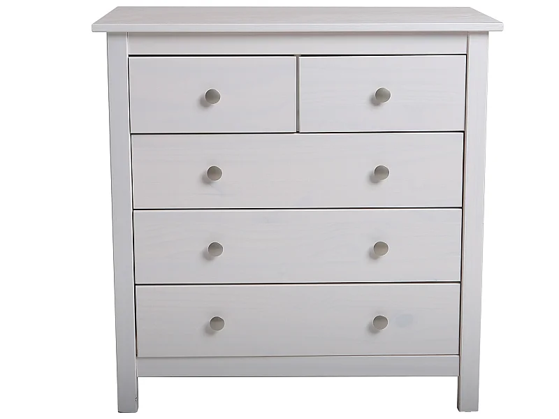Commode,  meuble de rangement en pin coloris blanc- Longueur 79 x Profondeur 40  x Hauteur 80  cm